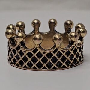 Lucky Brand gold-tone crown ring black enamel diamond pattern Size 7